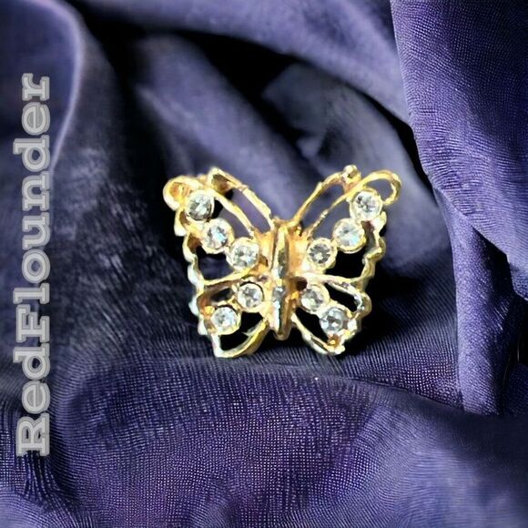 Vintage Gold Tone & Clear Rhinestone Pin - Picture 6 of 10